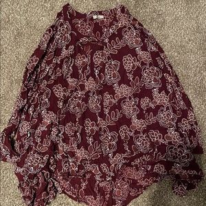 Maroon floral flowy tunic shirt